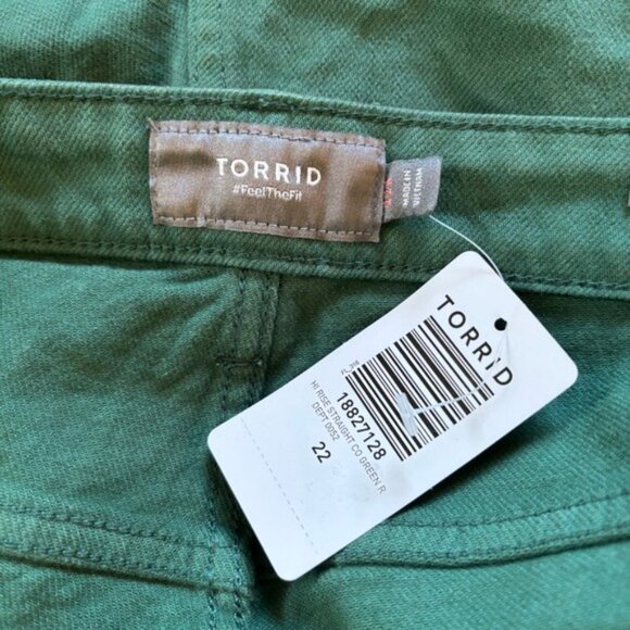 Torrid Size 22 Mom Straight Vintage Stretch High Rise Jean Green NWT - Picture 7 of 7